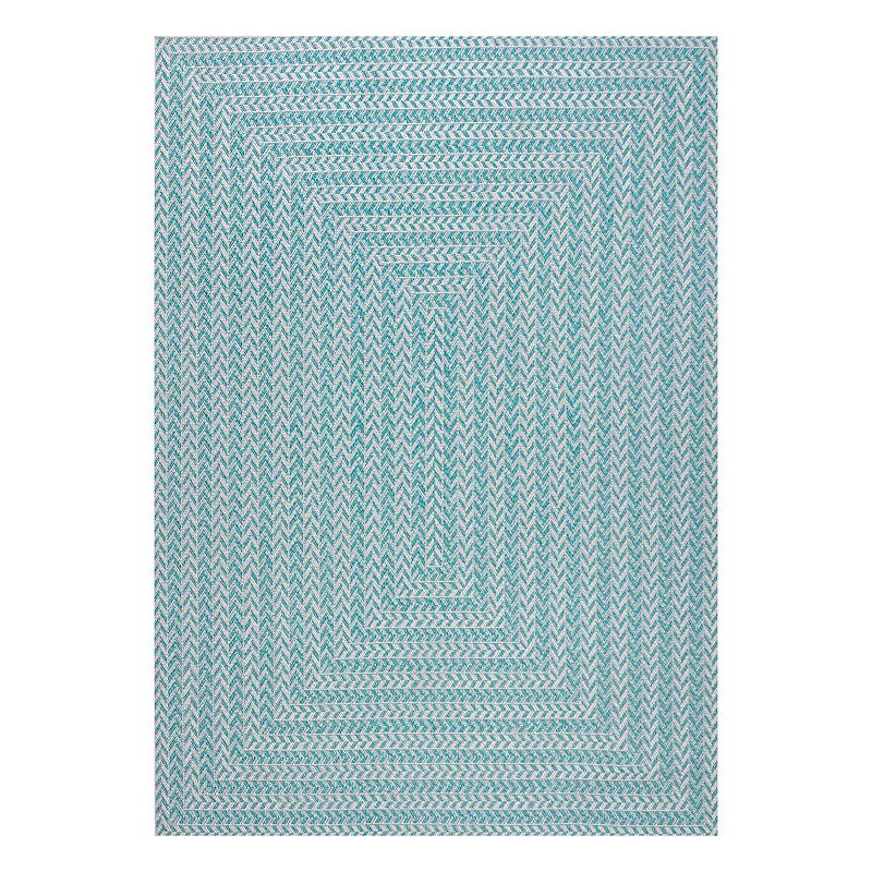 Chevron Indoor/Outdoor Rug, Blue, 8X10 Ft
