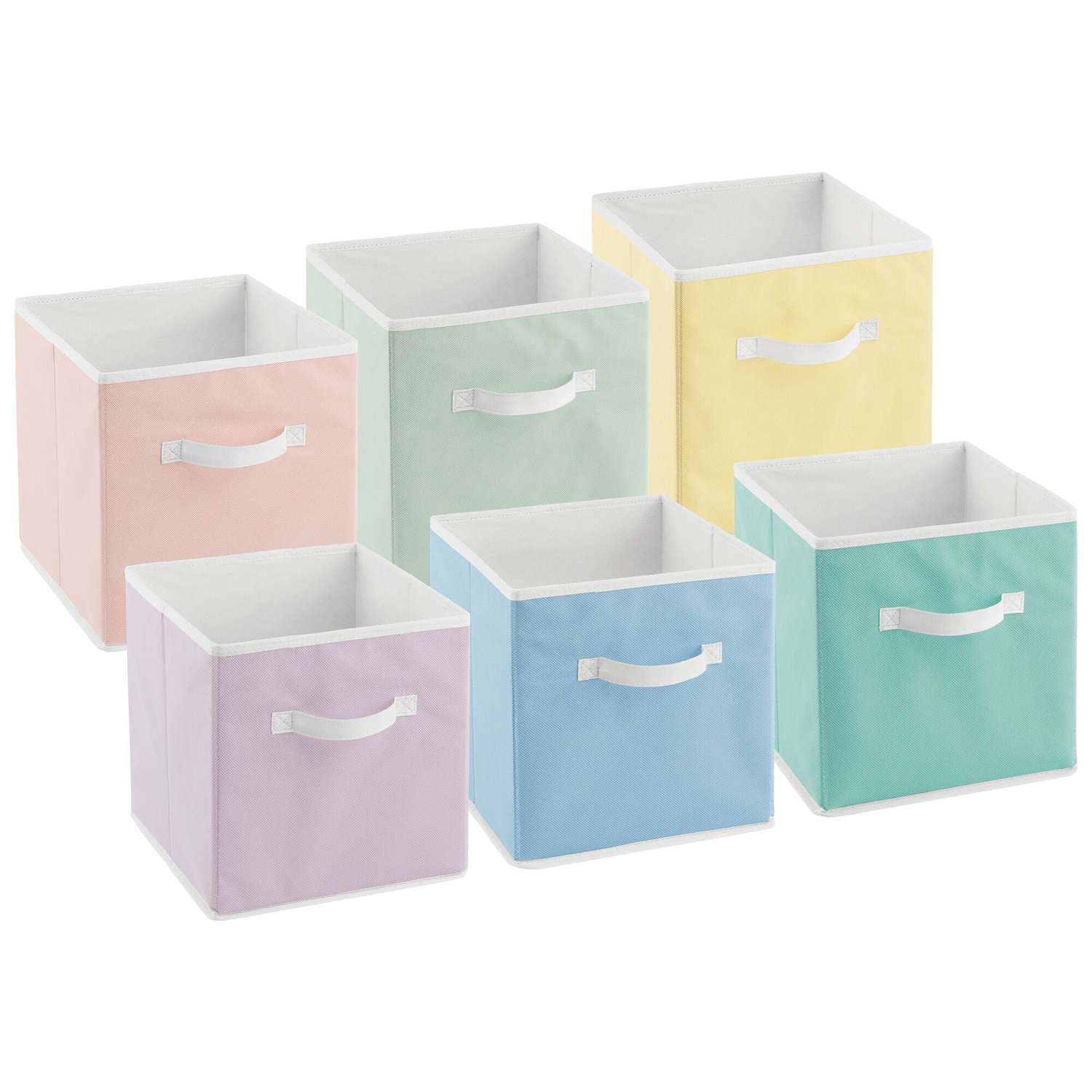 Foldable Storage Bins, Fabric Cubes (Cream, 16.2 x 10 x 12 in, 3 Pack)