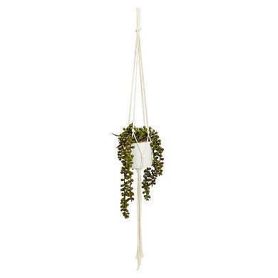 2x Artificial Fake String Pearls Plants with Ceramic Pot for Wall Decoration 31"