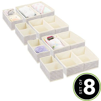 mDesign Fabric Nursery/Playroom Divided Drawer Bins - 8 Piece Set