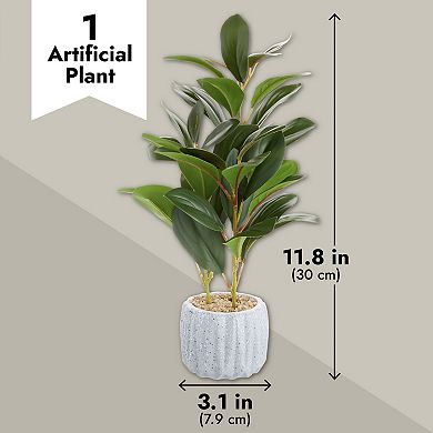 Juvale Artificial Plant with Grey Cement Planter Pot (3.1 x 3.1 x 11.8 Inches)