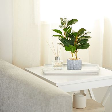 Juvale Artificial Plant with Grey Cement Planter Pot (3.1 x 3.1 x 11.8 Inches)