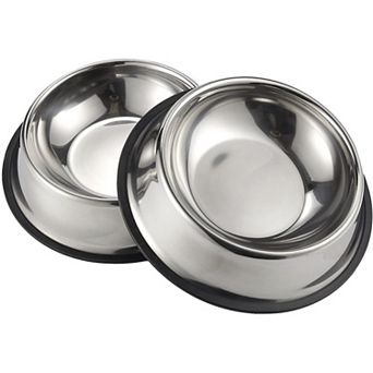 Juvale Set of 2 Large Stainless Steel Dog Bowls Pet Food Water Dish, 10-inch