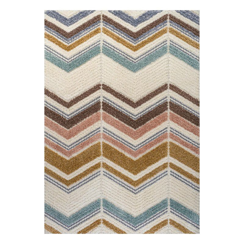 Elin High-Low Multi Rug, Multicolor, 5X8 Ft