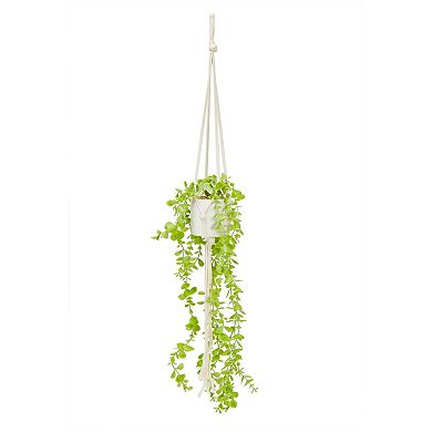 Hanging Artificial Eucalyptus Plant with White Ceramic Pot for Wall Decor, House Warming Gift (31 in, 2 Pack)