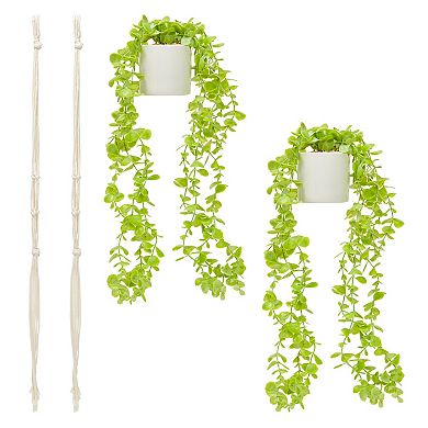 2x Artificial Fake Eucalyptus Plants with Ceramic Pot for Wall Decoration 31"