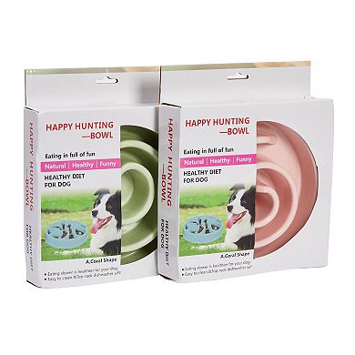 2 Pack Interactive Spiral Dog Bowl, Slow Feeder Pet Dish Anti-Choke, Pink, Green