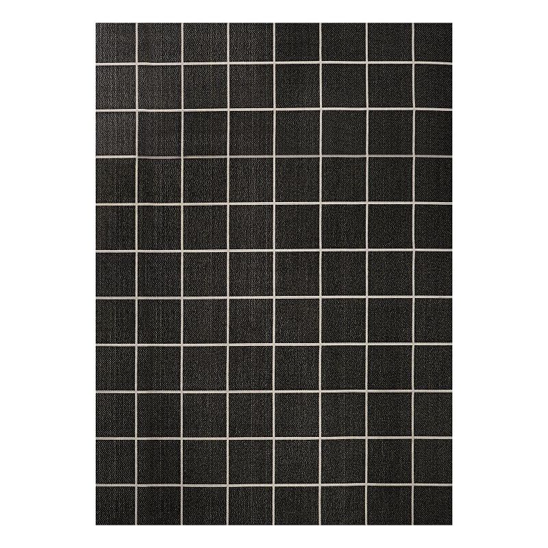 Grid Indoor/Outdoor Rug, Black, 8X10 Ft