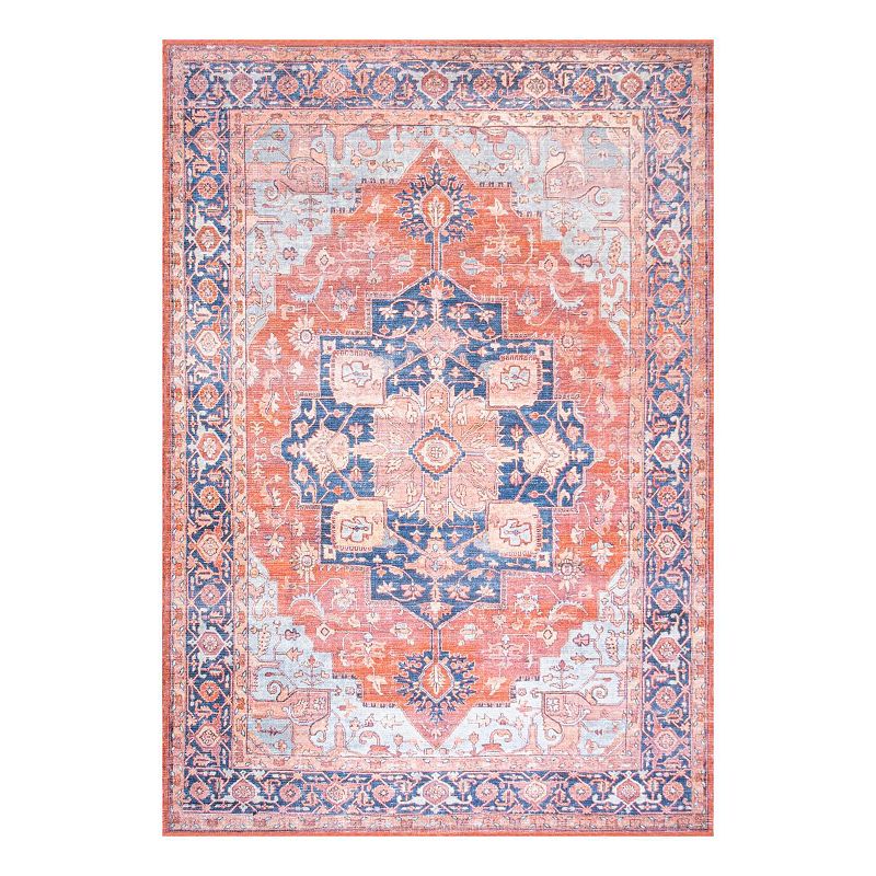 Maris Ornate Washable Rug, Orange, 8X10 Ft