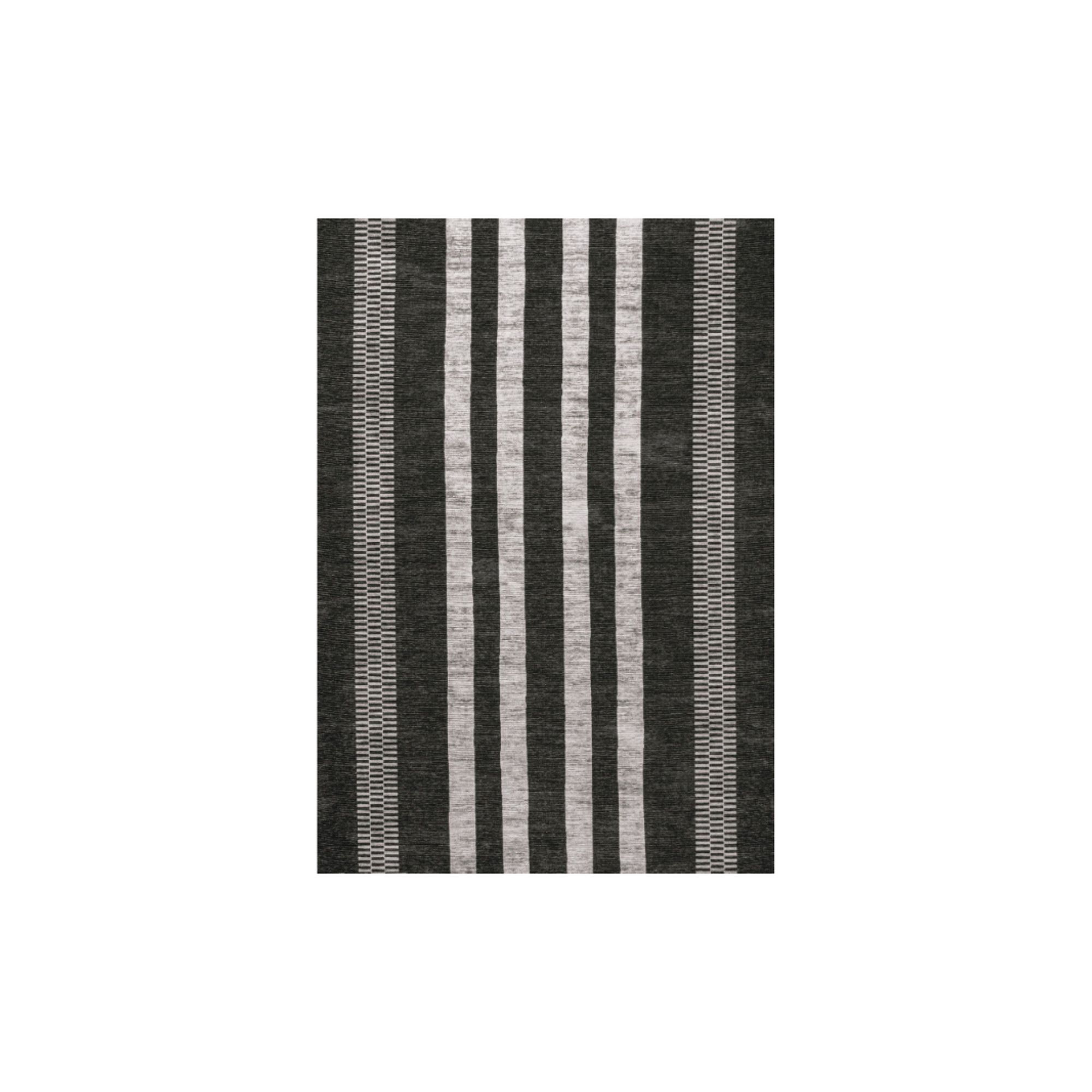 Vichy Machine-Washable Rug, Black Ivory
