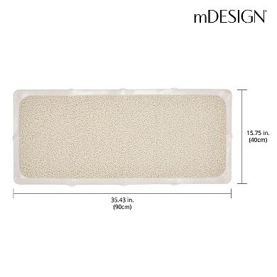 mDesign Plastic Loofah Cushioned Suction Bath Mat for Shower or Tub, Light Gray