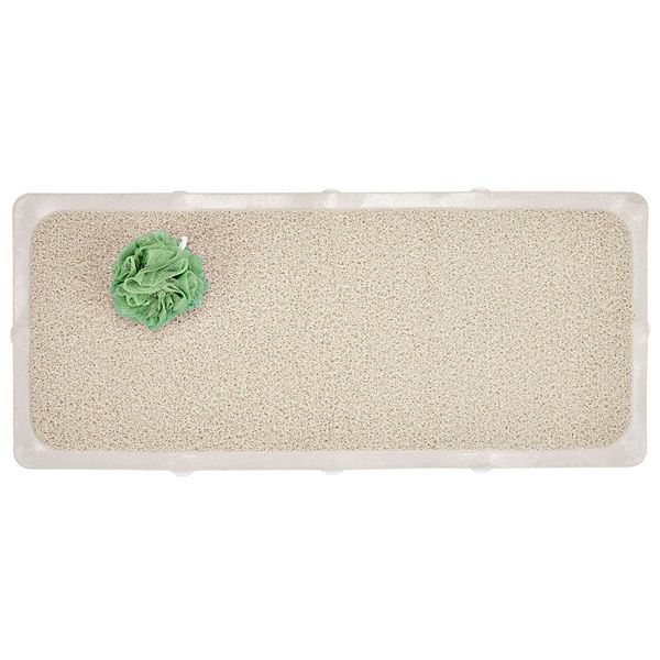 mDesign Large Plastic Loofah Cushioned Suction Bath Mat for Shower or Tub