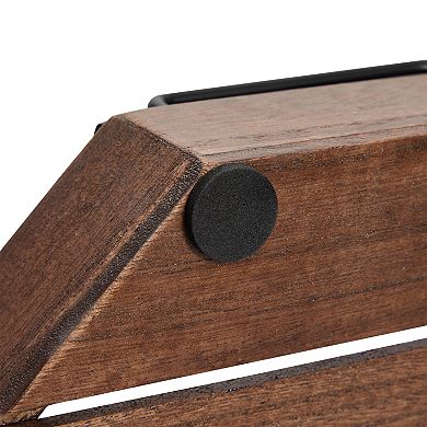 Wood Serving Tray with Metal Handle for Coffee Table Farmhouse Rustic Decor 12"