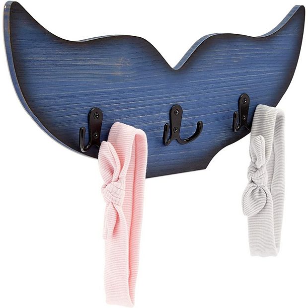 Whale Tail Wall Hook for Nursery Nautical Home Decor 15.5 x 6.75