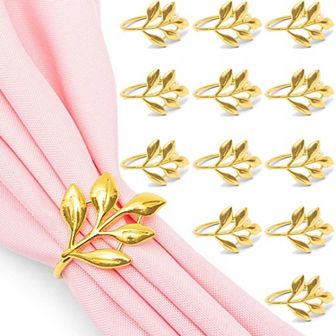 Juvale Leaf Napkin Rings (1.8 in Gold, 12-Pack)