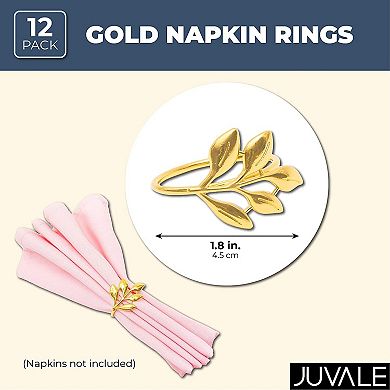 Juvale Leaf Napkin Rings (1.8 Inches, Gold, 12-Pack)