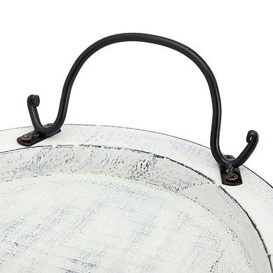 Round Coffee Table Tray with Handle Rustic Decorative for Home Kitchen 16x11x2”