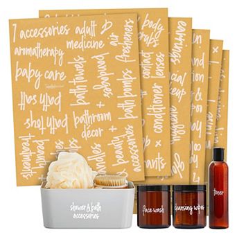 192 pc Bathroom Labels for Containers Make Up Preprinted Decal Vinyl Stickers