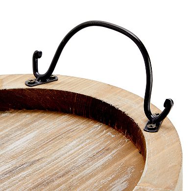 Oval Wooden Serving Tray with Handles, Decorative Platter, 15.75 x 10.8 x 1.25"