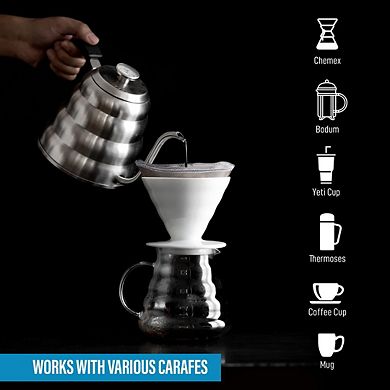 Zulay Kitchen Reusable Pour Over Coffee Filter - Flexible Stainless Steel Mesh