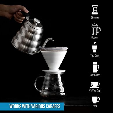 Reusable Pour Over Coffee Filter - Flexible Stainless Steel Mesh