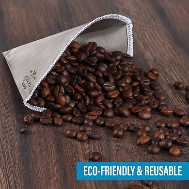 Zulay Kitchen Reusable Pour Over Coffee Filter - Flexible Stainless Steel Mesh