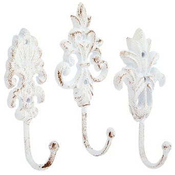 Cast Iron Coat Hooks with Screws, Wall Mounted, Vintage Design (6.5 in 3 Pack)