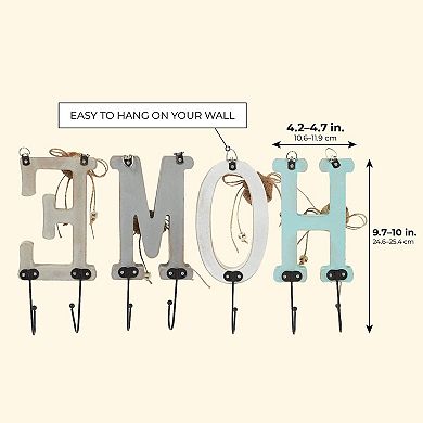 Hanging Key Holder for Wall with 7 Peg Hooks, Home Decor Letters