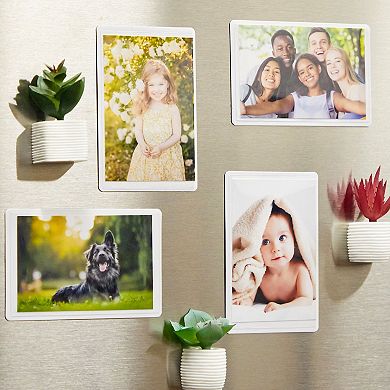 24 Pack 2x3 Magnetic Picture Frames for Refrigerator, Wallet Size Photo Pocket Sleeves (White)