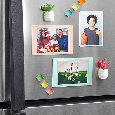 24 Pack 2x3 Magnetic Picture Frames for Refrigerator, Wallet Size Photo Pocket Sleeves (White)