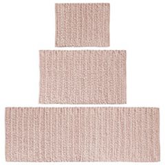 Knightsbridge Collection Square Honeycomb Reversible Bath Rug Ivory