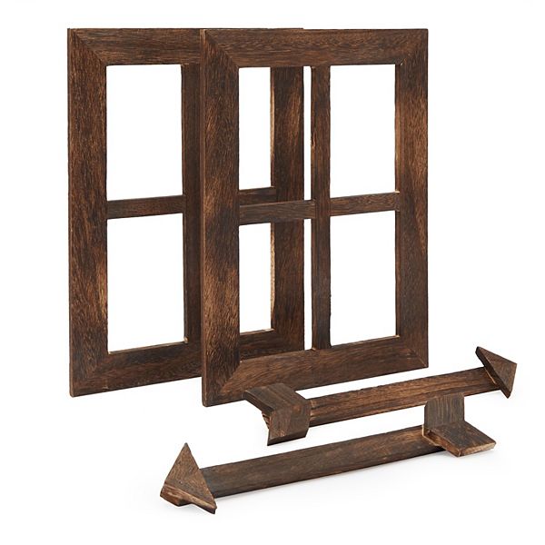 Rustic Window Frame Panes and Arrows, Hanging Farmhouse Decor (Brown