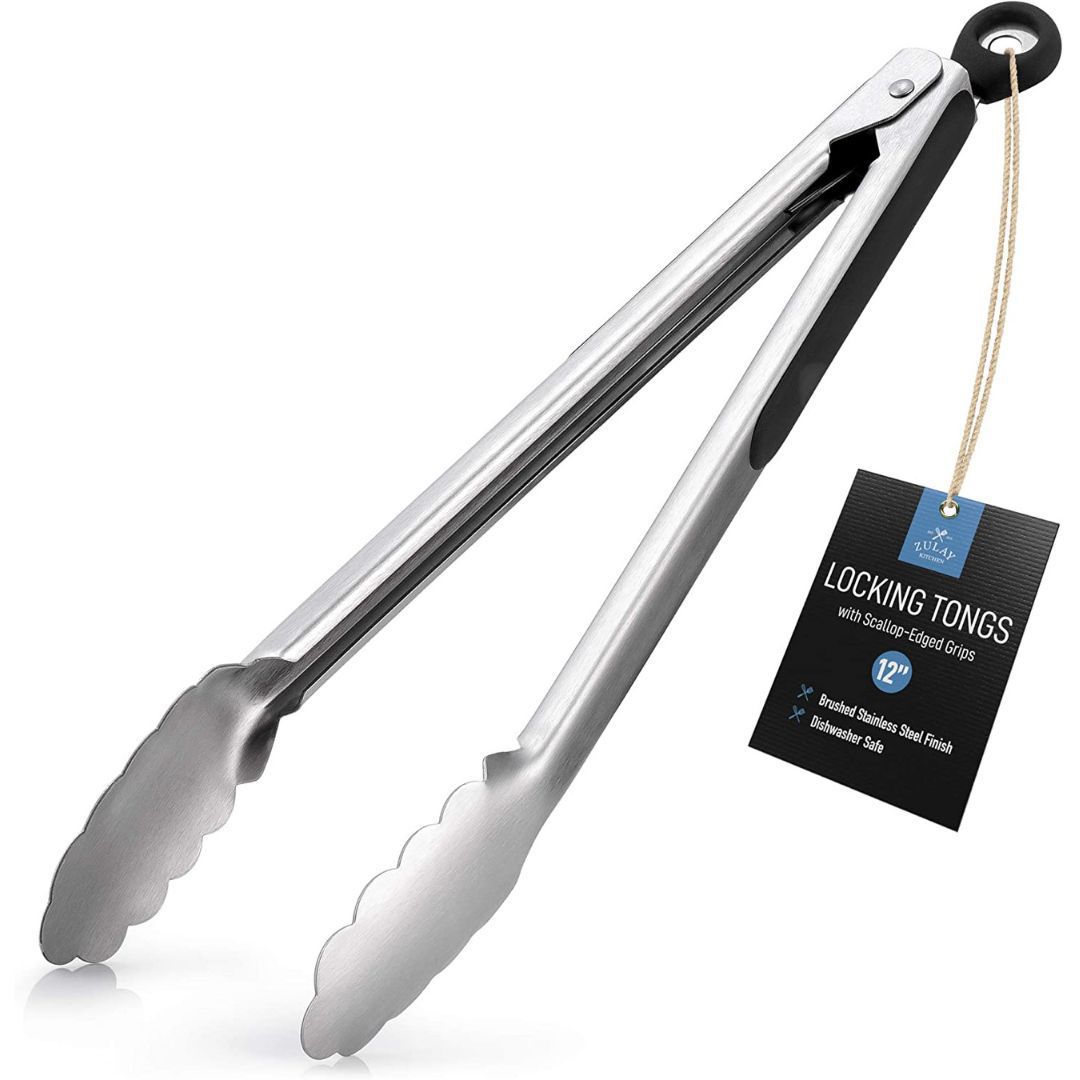 1pc Silicone Stainless Steel Food Tongs With Heat Resistance For Grilling,  Cooking And Serving Bread, Meat And Other Foods, 9in And 12in