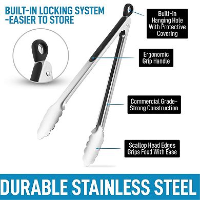 Zulay Kitchen Stainless Steel Tongs