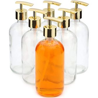 Gold Bathroom Soap Dispenser for Lotion and Liquid (16 Ounce, 6 Pack)