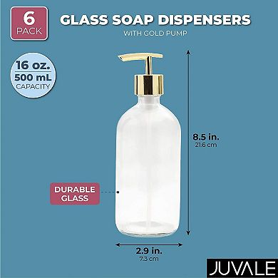 Gold Bathroom Soap Dispenser for Lotion and Liquid (16 Ounce, 6 Pack)