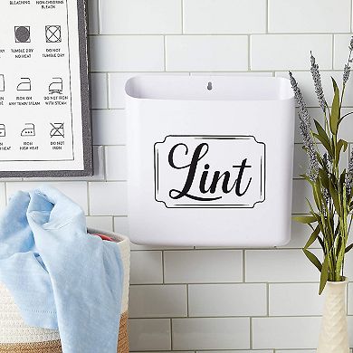 Lint Bin for Laundry Room, Magnetic Wall Mounted Trash Can (9.25 x 9.25 x 2.75 in)