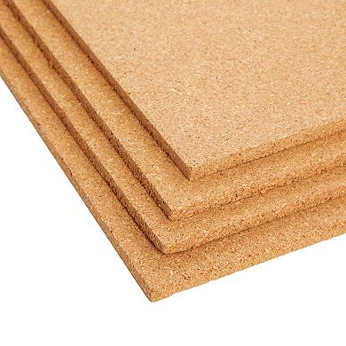4-Pack Cork Bulletin Board, 1/4 Inch Cork Tile Boards, 12x12 in