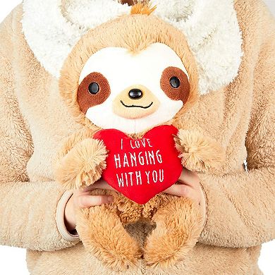 Valentines Sloth Plush Toy Stuffed Animal With Red Heart I Love Hanging With You