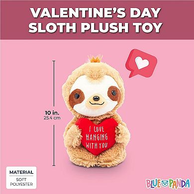 Valentines Sloth Plush Toy Stuffed Animal With Red Heart I Love Hanging With You