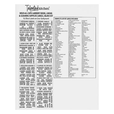 162 Pieces Laundry Room Labels, Bold All Caps Black Print on Clear Stickers for Linen Closet, Cleaning Supplies (Water Resistant)
