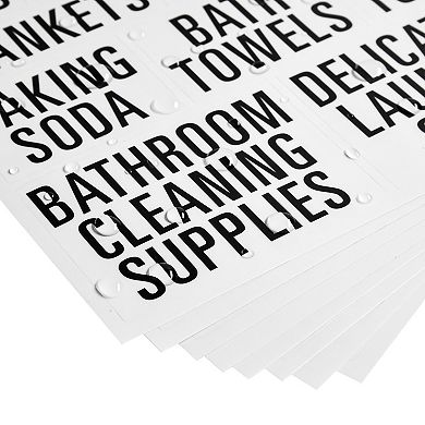 162 Pieces Laundry Room Labels, Bold All Caps Black Print on Clear Stickers for Linen Closet, Cleaning Supplies (Water Resistant)