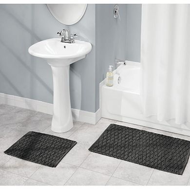 mDesign Cotton Bathroom Spa Mat Rugs/Runner, Diamond Design, Set of 3