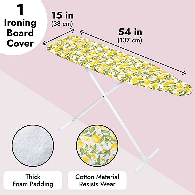 Juvale Ironing Board Padded Cover, Lemon Print Design (15 X 54 Inches)