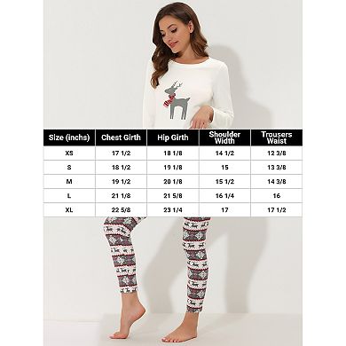 Women's Sleepwear Pajama Soft Round Neck Winter Elk Loungewear Sets