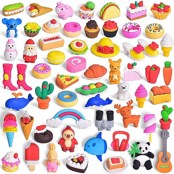 60 PCs Cute 3D Puzzle Erasers for Kids