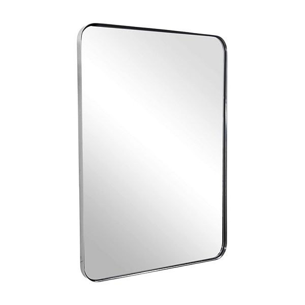 ANDY STAR 22 x 30 Inch Rectangular Metal Frame Hanging Mirror, Polished Chrome