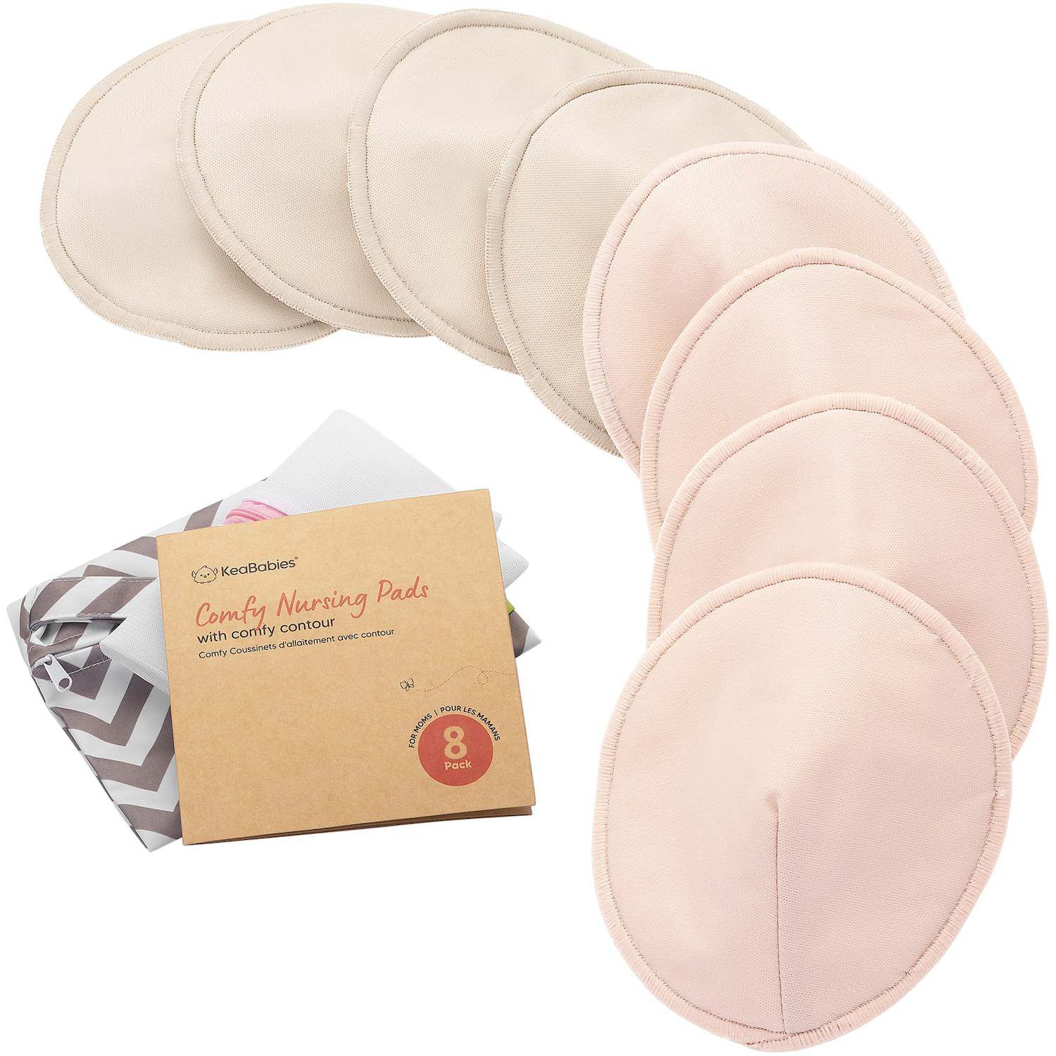4 Packs Nursing Breast Pads Washable Reusable Breastfeeding Cotton Pads for  Overnight Leak Protection - Pastel Touch