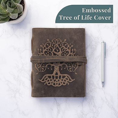 Rileys & Co. Handmade Genuine Leather Journal Notebook, Unlined 120 Pages  (tree Of Life (8" X 6"))