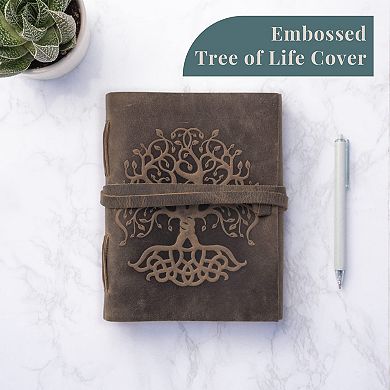 Rileys & Co. Handmade Genuine Leather Journal Notebook, Unlined 120 Pages (tree Of Life (8" X 6"))